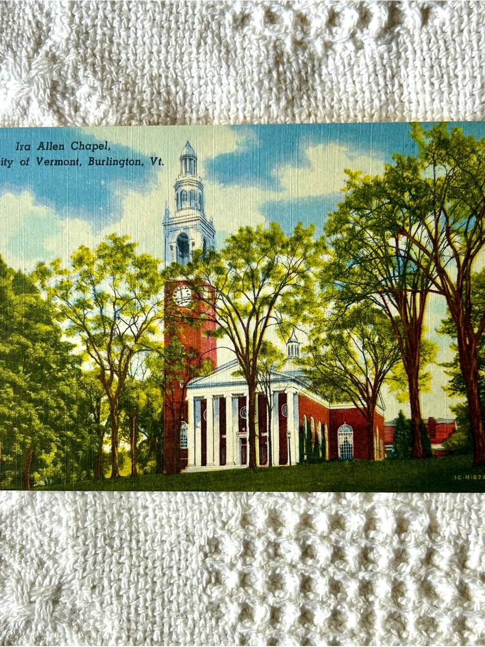 Vintage 1941 Linen Postcard University of Vermont UVM Ira Allen Chapel VT